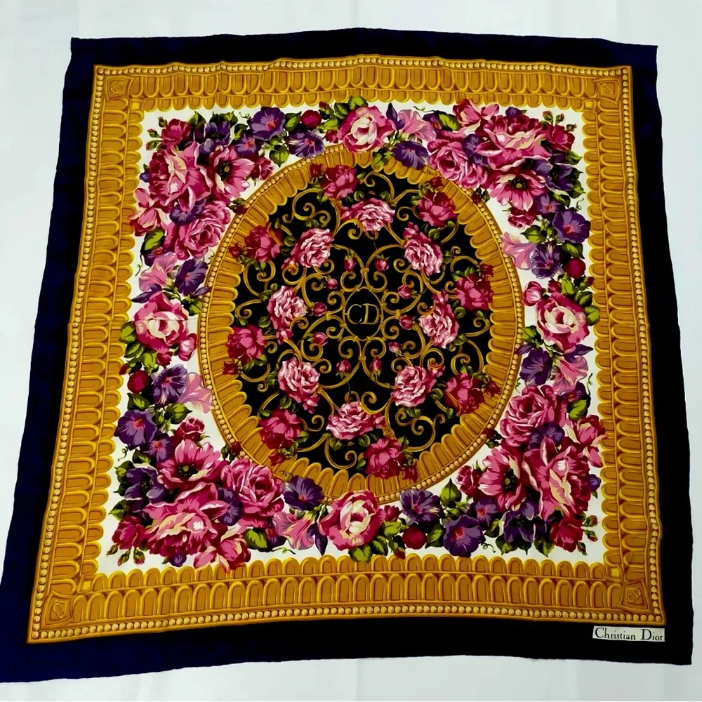 Vintage Christian Dior 100% Silk Scarf